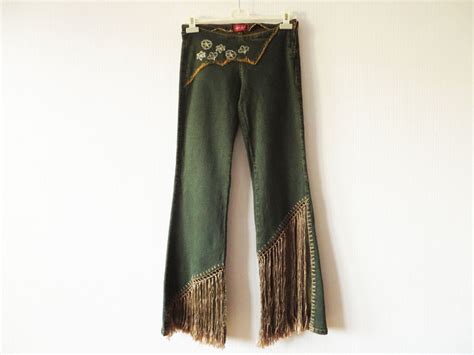 Vintage 90s Nos Fringe Jeans Cowgirl Denim Jeans Embroidered