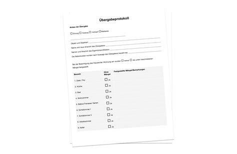 Übergabeprotokoll für wohnungen als pdf formular für einzug und auszug. übergabeprotokoll