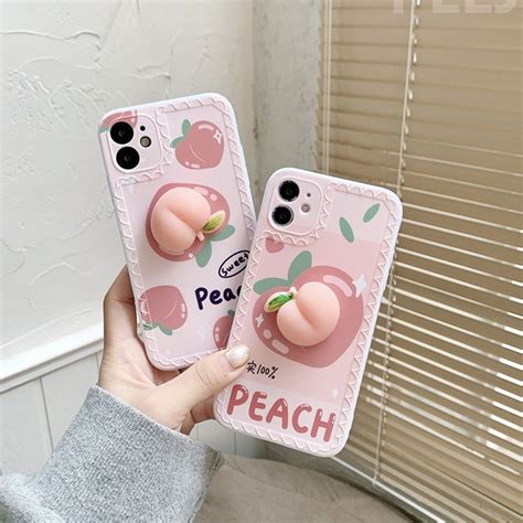 Cute Peach Funny Iphone Case With Squishy For Iphone 7 8 Plus Etsy
