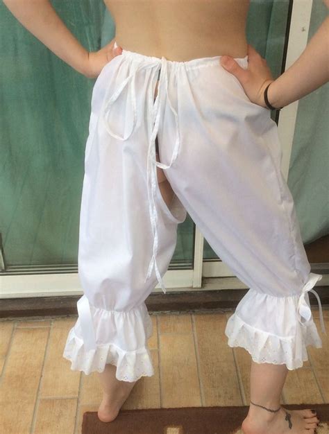 Split Crotch White Bloomers These Bloomers Have A Drawstring Waist