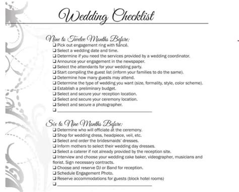 21 Free Wedding Checklist Templates Word And Pdf Word Excel Fomats