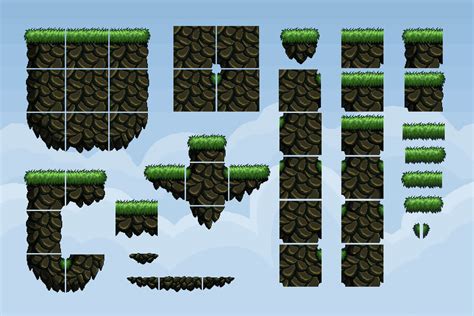 Pixel Art Forest Platformer Tileset