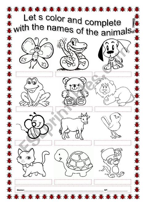 Coloring Animals Esl Worksheet By Megamiletras