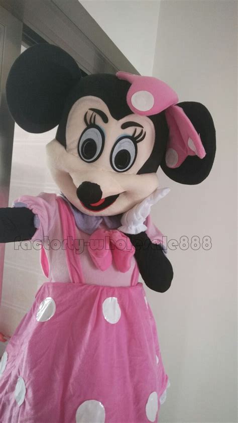 Hot Pink Minnie Mouse Mascot Costume Fancy Dress Adult Size Epe Free