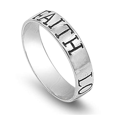 Sterling Silver Faith Love Hope Band Purity Promise Ring Designer 925