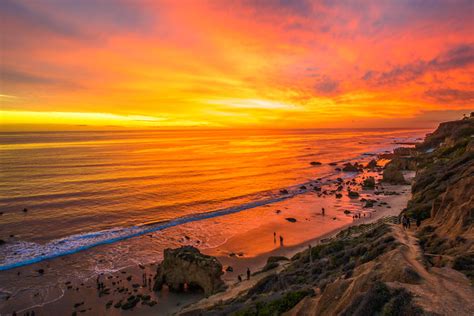Best Malibu Sunset El Matador State Beach Red Yellow Orange Clouds