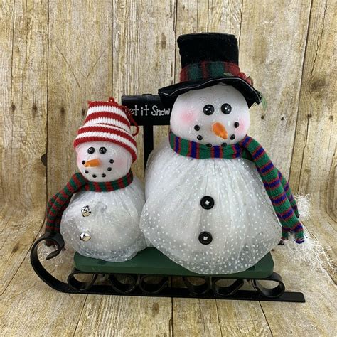 Fiber Optic Christmas Decorations Indoor Snowman With Lights Merry