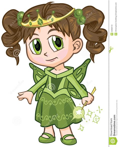 Anime Fairy Princess Girl Vector Cartoon Stock Vector