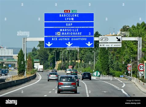 French Toll Autoroute Motorway In Provence France Gantry Signs Above