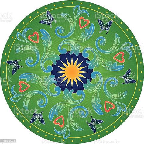 Butterfly Mandala With Green Background Stock Illustration Download