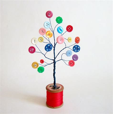 Button Tree With Colourful Vintage Buttons One Of A By Elsiejones