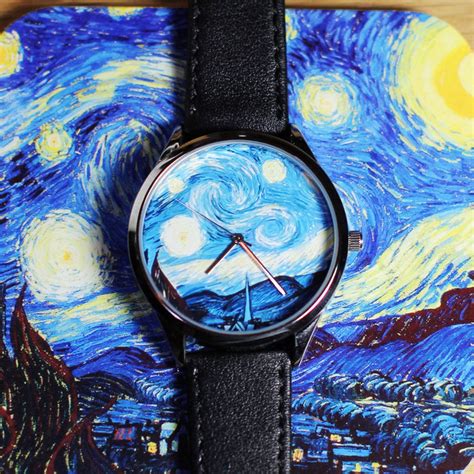 Van Gogh Watch Starry Night Watch Vintage Style Leather Etsy
