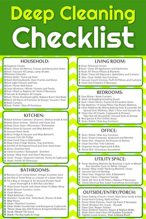 Free Cleaning Checklist Printable Free Deep Cleaning Checklist To