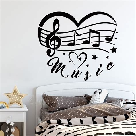 Music Wall Decals Heart Notes Vinyl Sticker Home Decor Bedroom Girls