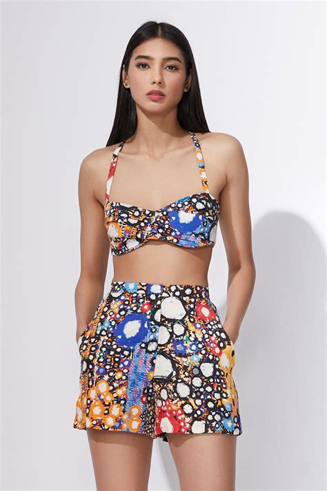 Buy Multi Color Satin Printed Crop Top And Shorts Set For Women By Saaksha And Kinni Online At Aza