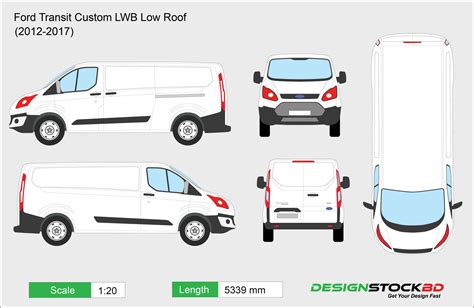 Ford Transit Custom Lwb Low Roof Van Template Vehicle Outline