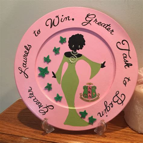 Hand painted Alpha Kappa Alpha decorative plate Aka Sorority, Sorority