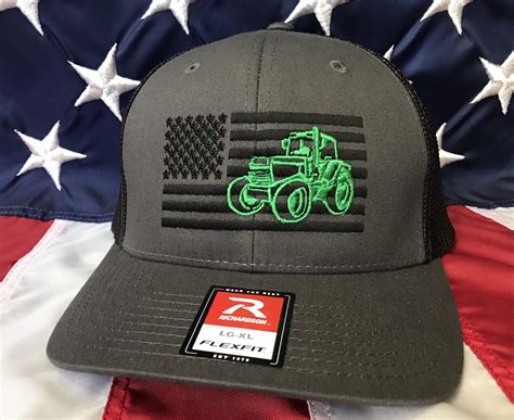 Any Colors Tractor Flag Embroidered Hat Trucker Baseball Cap Farmer