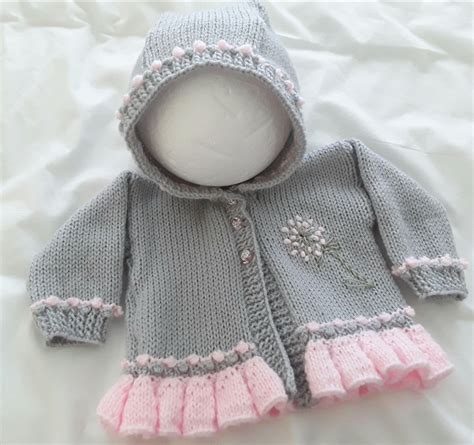 Unique Hand Knitted Baby Girl Cardigan With Hood Baby Girl Cardigans