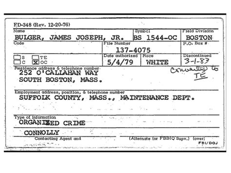 Jurors View Whitey Bulgers Fbi Informant Card Cbs Boston
