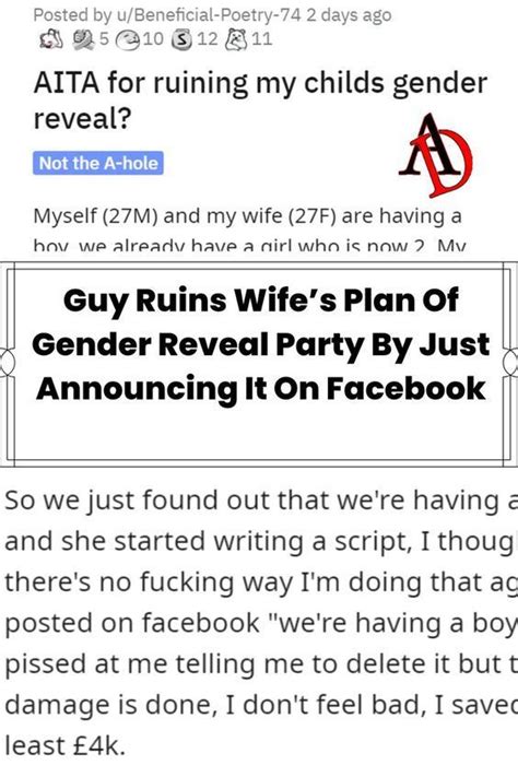 Guy Ruins Wife’s Plan Of Gender Reveal Party By Just Announcing It On Facebook In 2022 Gender