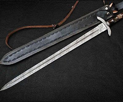 Custom Hand Forged Damascus Steel Sword Inches Double Edge Viking