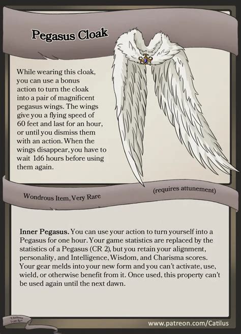 Oc Pegasus Cloak By Catilus Dndhomebrew In 2022 D D Items