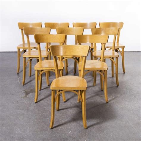 French Model 1402 Blonde Beech Bentwood Dining Chairs From Baumann 1950s Set Of 10 For Sale At