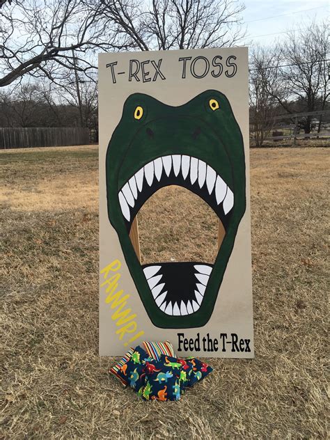 › jump over the cactus game. Outdoor dinosaur birthday. T-Rex Toss with no-sew bean ...