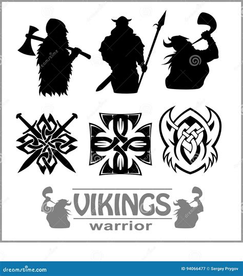 Silhouettes Of The Vikings Vector Set Stock Vector Illustration Of