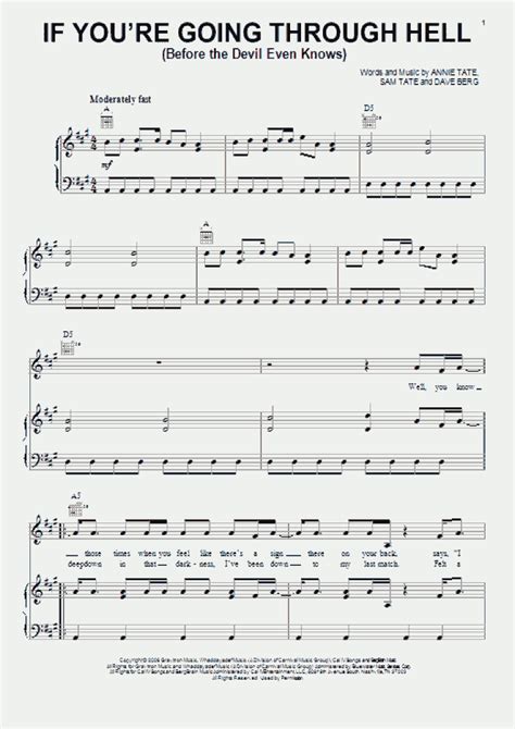 If Youre Going Through Hell Piano Sheet Music