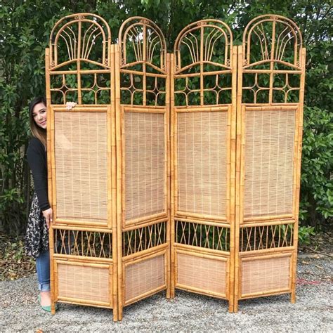 For Sale Vintage 7ft Bamboo Screen Room Divider Boho