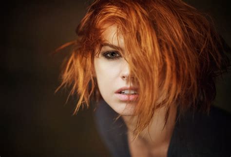 wallpaper face women redhead model depth of field long hair open mouth singer brown