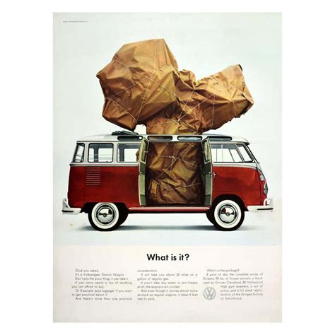 Mid Century Volkswagen Beetle Car Advertising Poster What A Day I