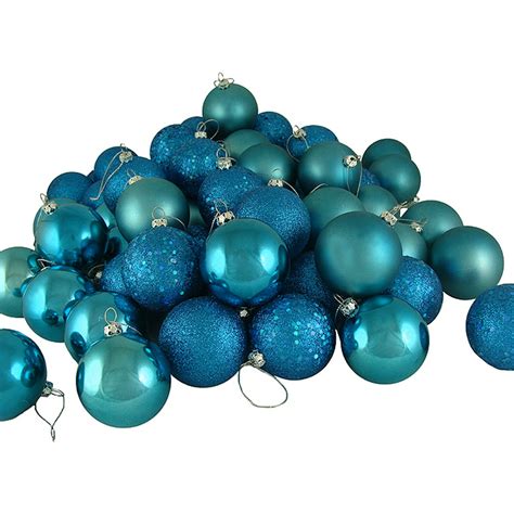 16ct Turquoise Blue Shatterproof 4 Finish Christmas Ball Ornaments 3