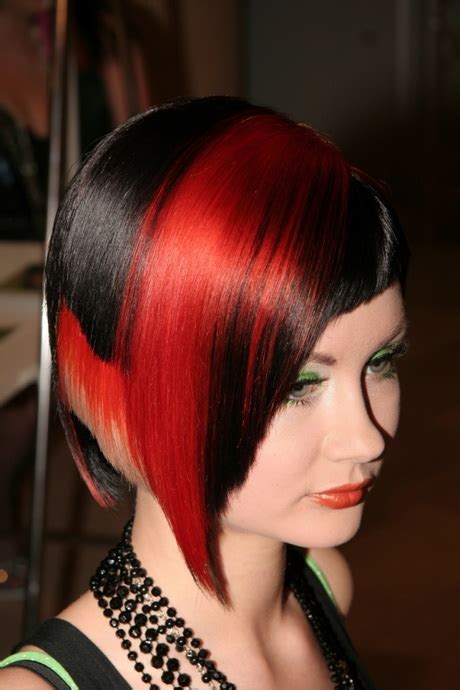 If red highlights on black hair are just not doing it for you, consider this color mix for an ombre. Red and black hairstyles