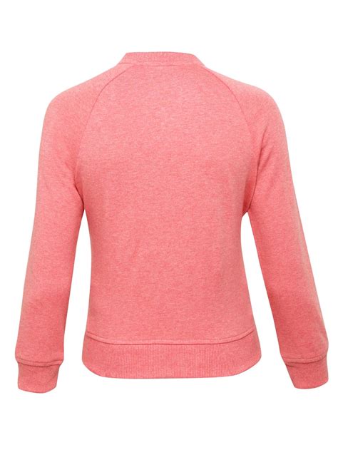 Passion Red Melange Full Sleeve Crew Neck Jacket For Girls With Front