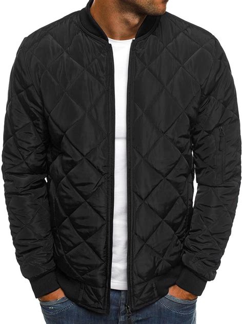 Mens Mid Weight Aviator Bomber Flight Jackets Slim Fit Fashion Diamond Quilted Jacket Fall