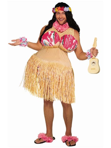 Hawaiian Luau Wanna Nookie Hula Beach Aloha Fat Suit Funny Men Costume