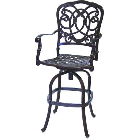 Darlee Florence 5 Piece Cast Aluminum Patio Party Bar Set With Swivel