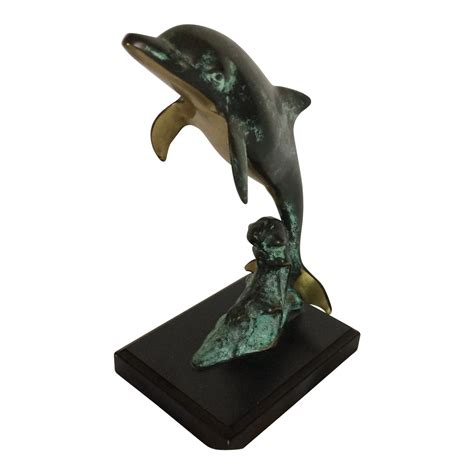 San Pacific International Brass Dolphin Statue Chairish