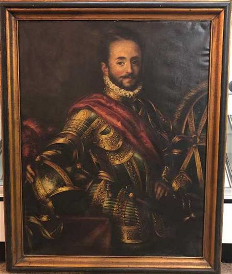 Spanish Oil On Canvas Of A Conquistador