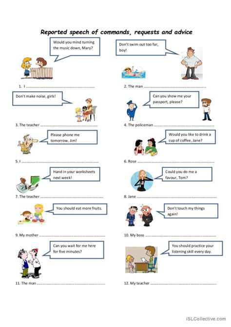 Reported Speech General Gramma English ESL Worksheets Pdf Doc