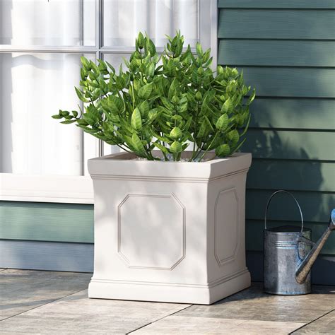 Burgos Outdoor Large Cast Stone Planter Antique White By Noble House