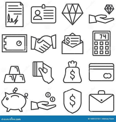 Business And Finance Line Icons Set Stock Vector Illustration Of Gold