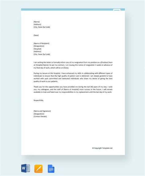 Free 13 Nurse Resignation Letter Samples And Templates In Pdf Ms Word