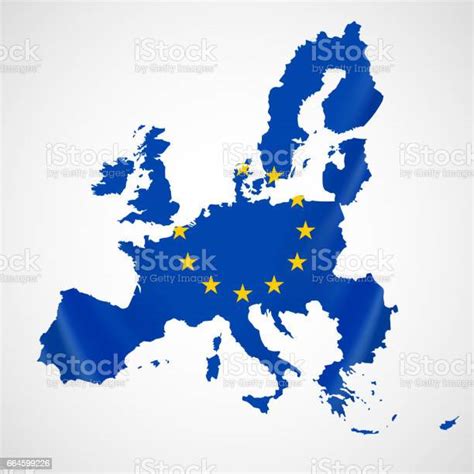 Kaart Van De Europese Unie En Eu Vlag Illustratie Stockvectorkunst En