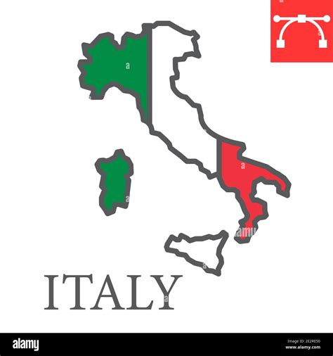 Icona Della Linea A Colori Della Mappa Dellitalia Paese E Geografia