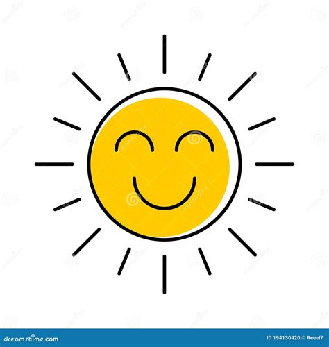 Abstract Yellow Happy Smiling Sun Icon Stock Vector Illustration Of