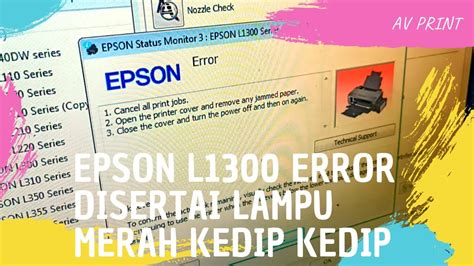 Cara Memperbaiki Printer Epson L1300 Error Tidak Bisa Ngeprint Epson L1300 Lampu Merah Nyala